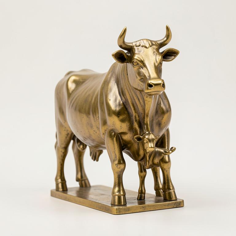Brass Cow with Calf — product photograph